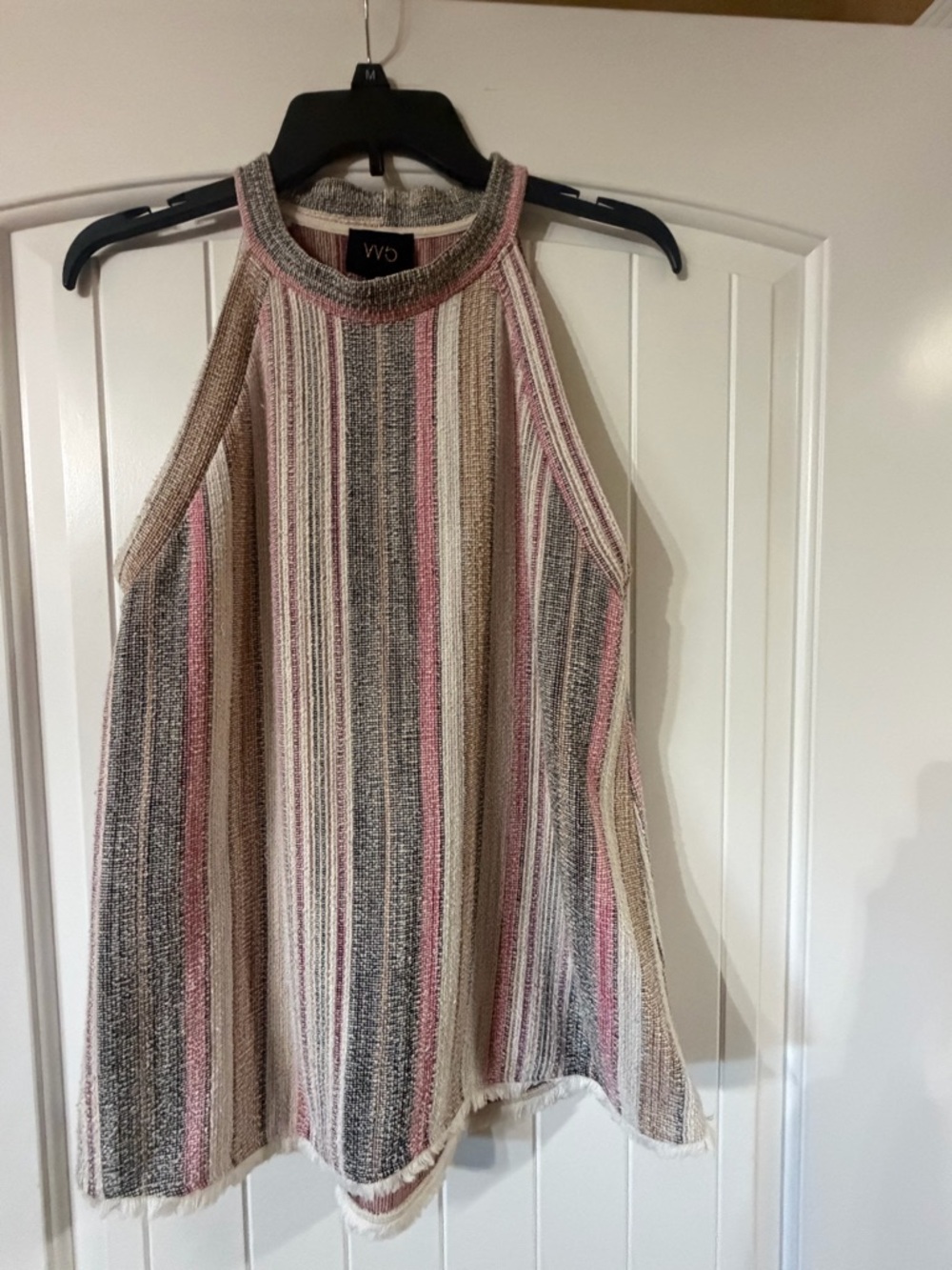 W5 Striped Halter Tank in Pink, Cream & Gray